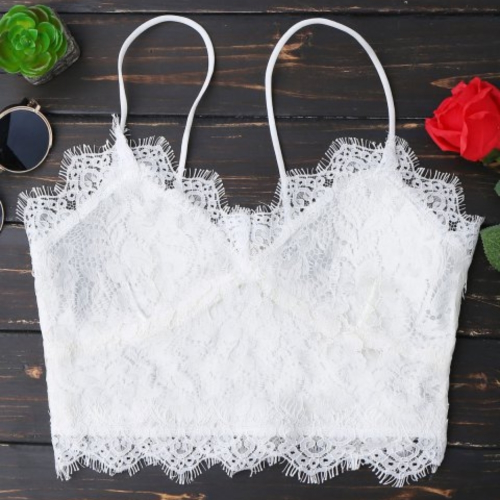 WHITE LACE CROP TOP